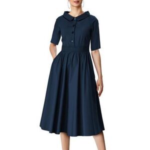 Eshakti Navy A-line Dress, Size 14 Petite